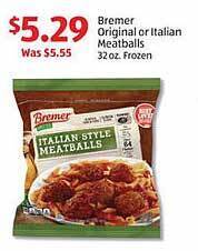 Aldi Bremer Original Or Italian Meatballs offer