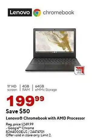 Staples Lenovo Chromebook With Amd Processor offer
