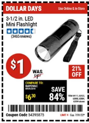 Harbor Freight Tools 3-1-2 In. Led Mini Flashlight offer