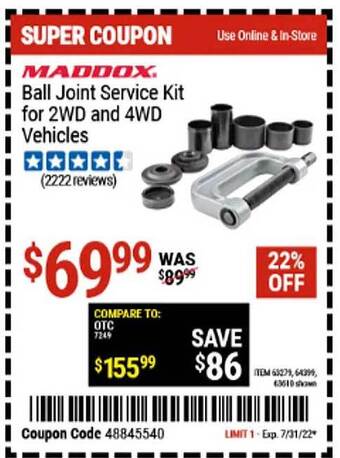 Harbor Freight Tools Maddox Ball Joint Service Kit For 2wd And 4wd Vehicles offer