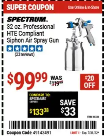 Harbor Freight Tools Spectrum 32 Oz. Professional Hte Compliant Siphon Air Spray Gun offer