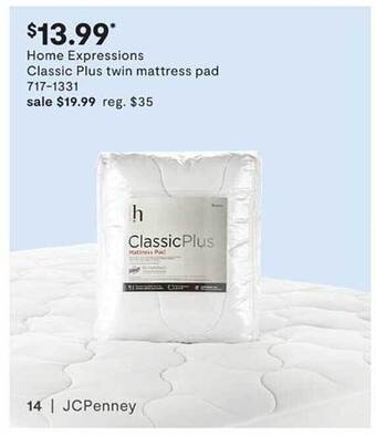 JC Penney Home Expressions Classic Plus Twin Mattress Pad offer