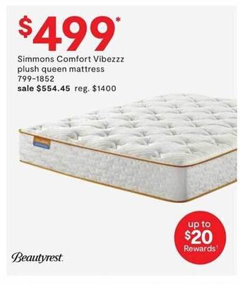 JC Penney Simmons Comfort Vibezzz Plush Queen Mattress offer