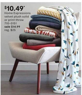 JC Penney Home Expressions Velvet Plush Solid Or Print Throw offer