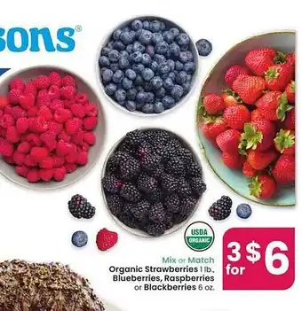 Albertsons Organic Strawberries Blueberries Rapsberries Or Blackberries offer