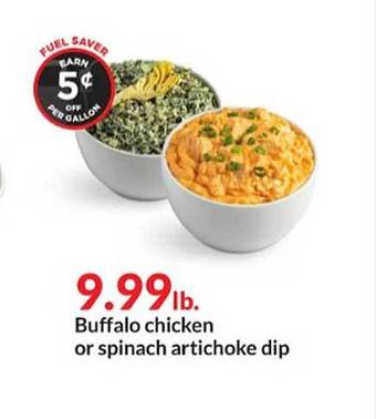 Hy-Vee Buffalo Chicken Or Spinach Artichoke Dip offer