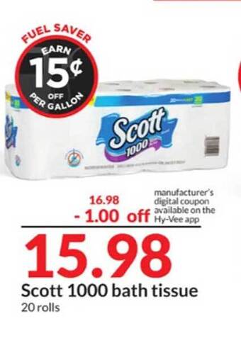 Hy-Vee Scott 1000 Bath Tissue offer