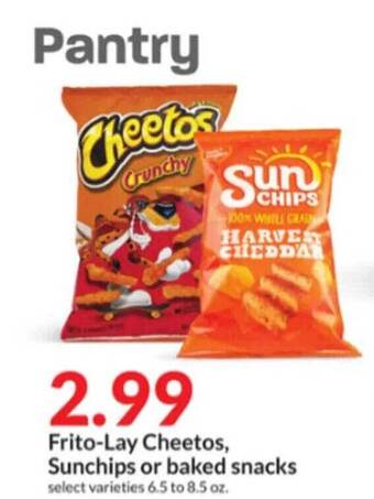 Hy-Vee Frito-lay Cheetos, Sunchips Or Baked Snacks offer