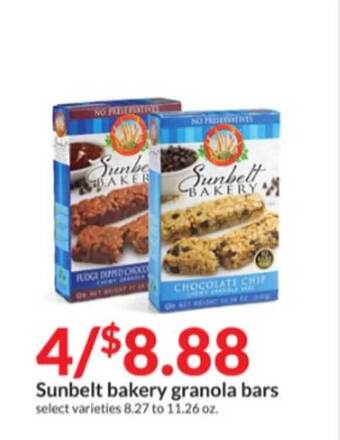 Hy-Vee Sunbelt Bakery Granola Bars offer