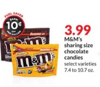 Hy-Vee M&m's Sharing Size Chocolate Candies offer