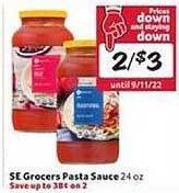 Winn Dixie Se Grocers Pasta Sauce offer