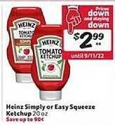 Winn Dixie Heinz Simply Or Easy Squeeze Ketchup offer