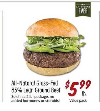 Sprouts Farmers Market Allnatural Grassfed 85% Lean Ground Beef offer
