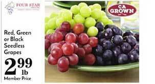 Pavilions Red Green Or Black Seedless Grapes offer
