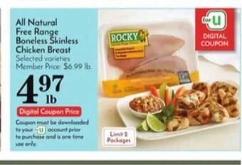 Pavilions All Natural Free Range Boneless Skinless Chicken Breast offer