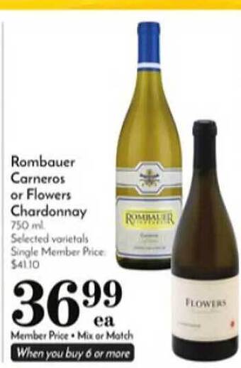 Pavilions Rombauer Carneros Or Flowers Chardonnay offer