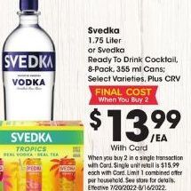 Ralphs Svedka Vodka offer