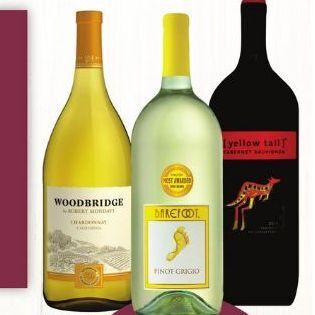 Ralphs Barefoot, Woodbridge, Yellow Tail, Sutter Home, CK Mondavi, or Manischewitz offer