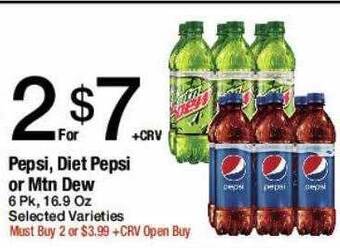Jons International Pepsi, Diet Pepsi Or Mtn Dew offer