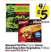 Winn Dixie Banquet Pot Pies Or Green Giant Bag In Box Vegetables offer