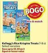Winn Dixie Kellogg's Rice Krispies Treats offer