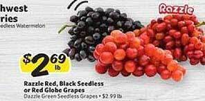 Winn Dixie Razzle Red Black Seedless Or Red Globe Grapes offer