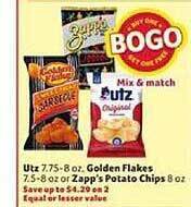 Winn Dixie Utz Golden Flakes Or Zapp's Potato Chips offer