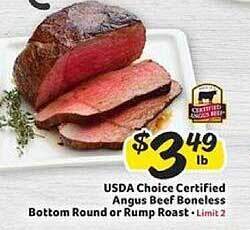 Winn Dixie Usda Choice Certified Angus Beef Boneless Bottom Round Or Rump Roast offer