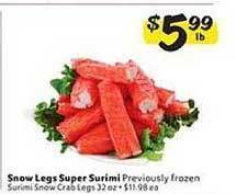 Winn Dixie Snow Legs Super Surimi offer