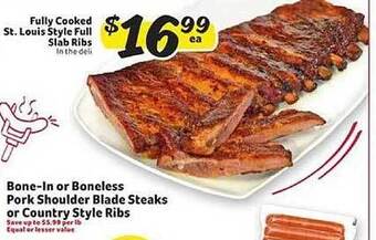 Winn Dixie Fully Cooked St Louis Style Full Slab Ribs offer