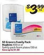 Winn Dixie Se Grocers Family Pack Napkins offer