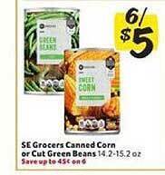 Winn Dixie Se Grocers Canned Corn Or Cut Green Beans offer