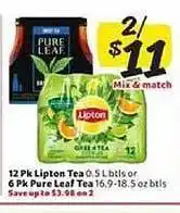 Winn Dixie 12 Pk Lipton Tea 6pk Pure Leaf Tea offer