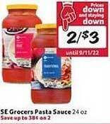 Winn Dixie Se Grocers Pasta Sauce offer