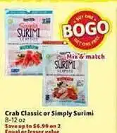 Winn Dixie Crab Classic Or Simply Surimi offer