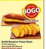 Winn Dixie Garlic Bread Or Texas Toast offer