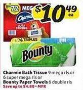 Winn Dixie Charmin Bath Tissue Or Bounty Paper Towels offer