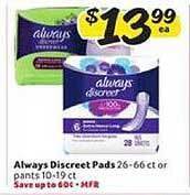 Winn Dixie Always Discreet Pads offer