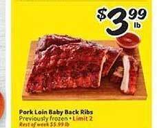 Winn Dixie Pork Loin Baby Back Ribs offer