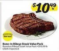 Winn Dixie Bone-in Ribeye Steak Value Pack offer