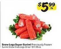 Winn Dixie Snow Legs Super Surimi offer