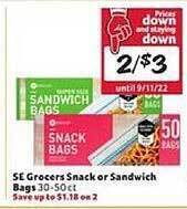 Winn Dixie Se Grocers Snack Or Sandwich Bags offer
