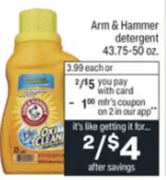 CVS Arm& Hammer Detergent 43.75-50 oz offer
