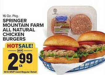 Food Lion Springer mountain farm all natural chicken burgers offer