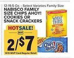 Food Lion Nabisco family size chips ahoy! cookies or snack crackers offer