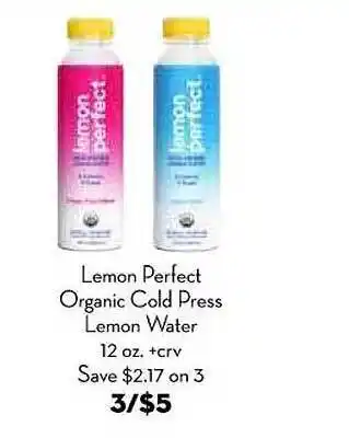 Bristol Farms Lemon perfect organic cold press lemon water offer