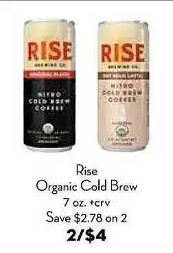 Bristol Farms Rise organic cold brew 7 oz. offer