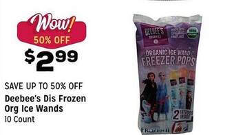 Grocery Outlet Deebee's dis frozen org ice wands offer