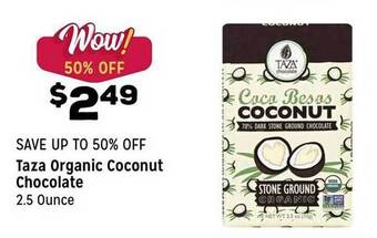 Grocery Outlet Taza organic coconut chocolate offer