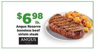 Hy-Vee Angus reserve boneless beef sirloin steak offer